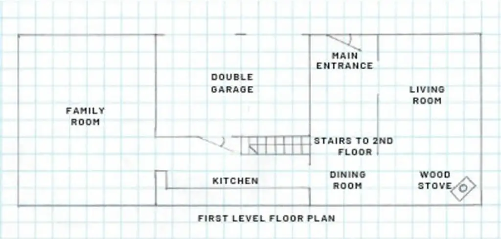 diagram of floor plan for wood stove