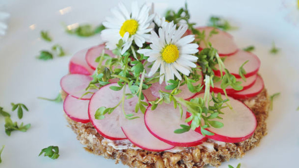 whole grain patty with flowers