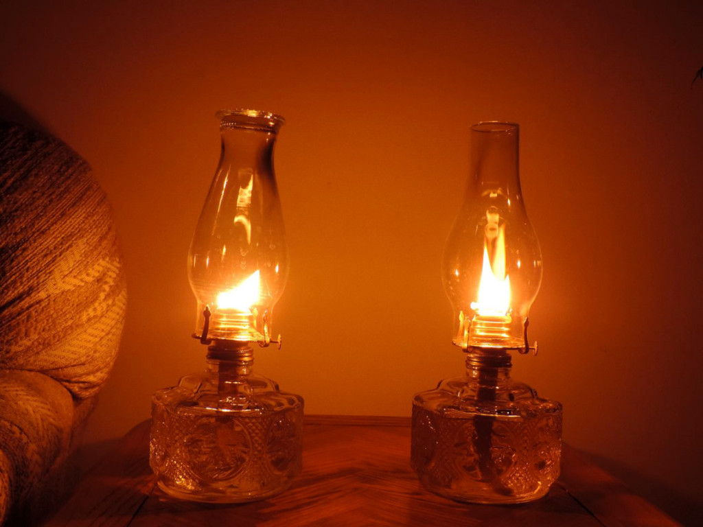 kerosene lamps - Untreated kerosene on the left, Treated kerosene on the right